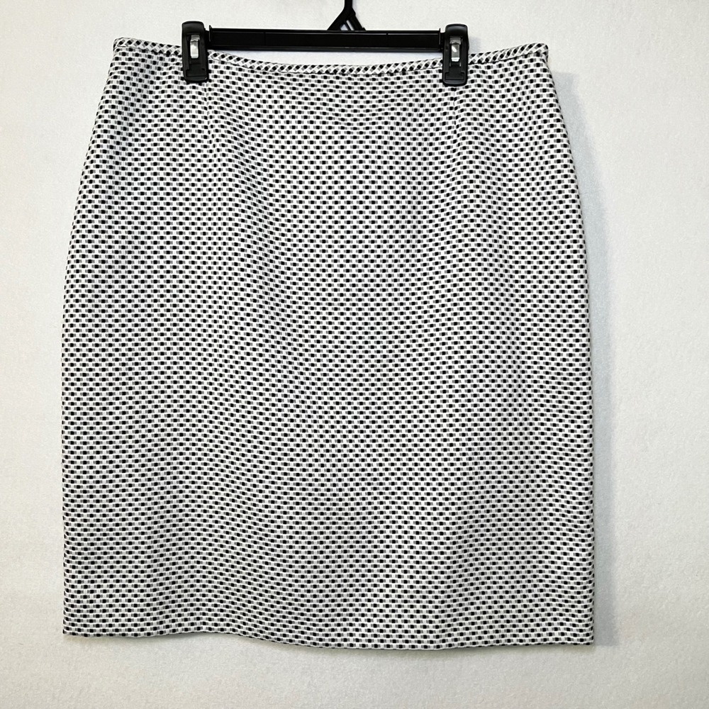 Preston & York Black/White Textured Tailored 90s Prep Geometric Pencil Skirt 16